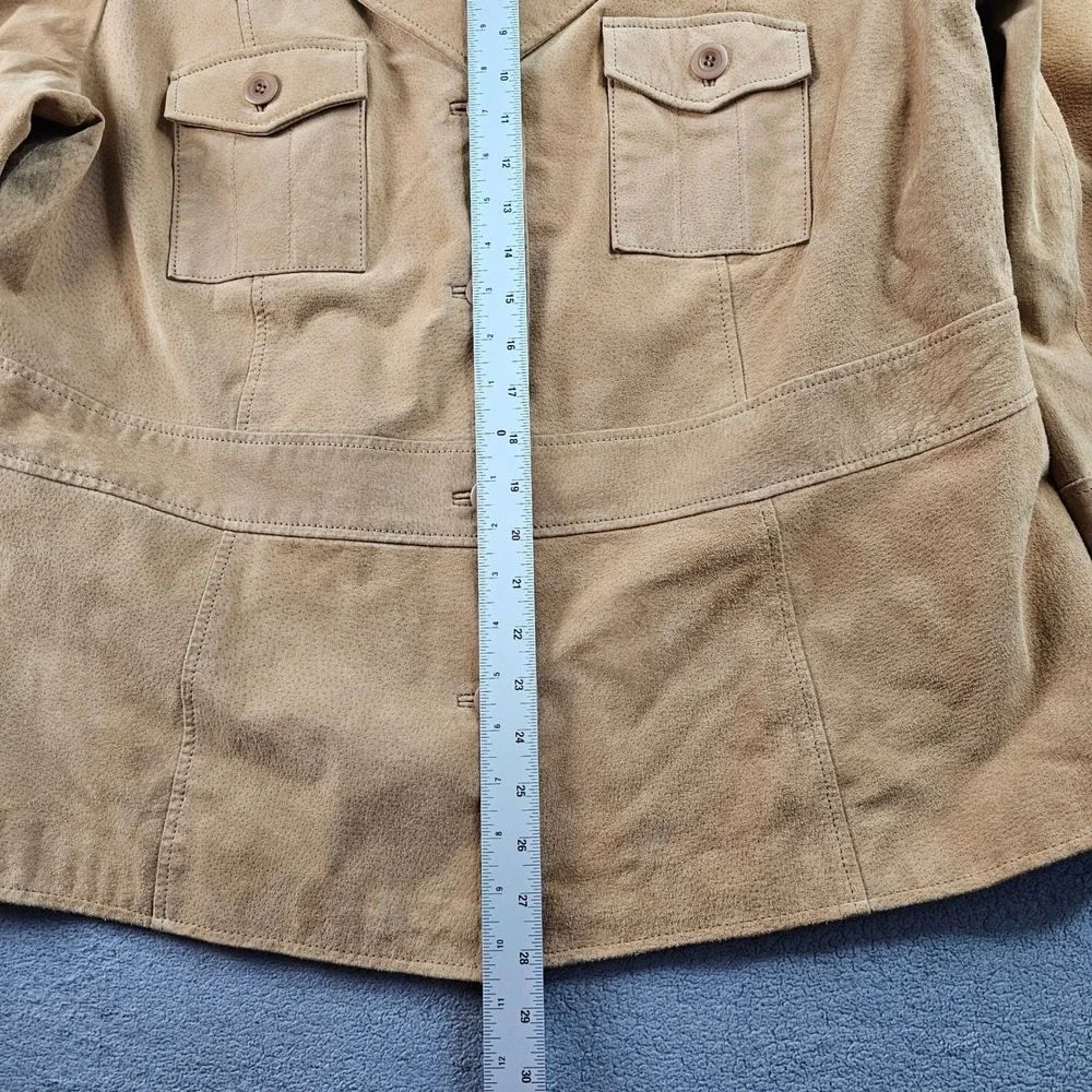 Lane Bryant Leather Jacket Womens 18/20 Brown Outer Shell Notch Lapel Button-Up - Picture 3 of 14